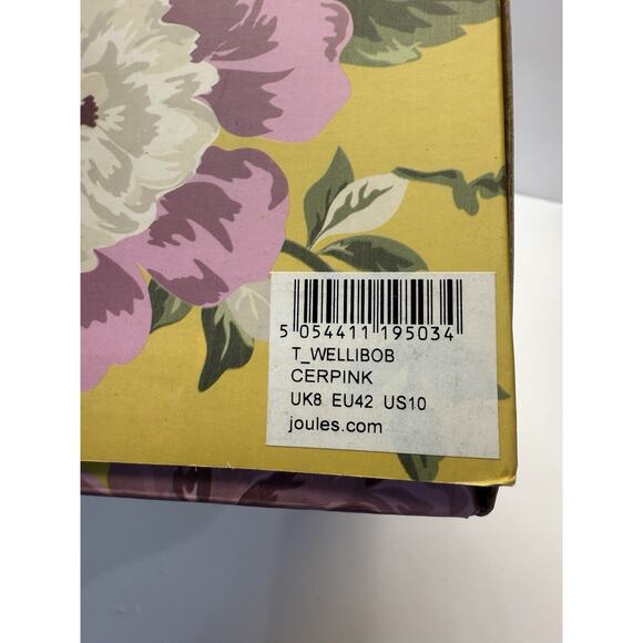 Joules Original Wellibob Pink Rubber Boot's Women's Size 10 New With Box - Picture 3 of 12